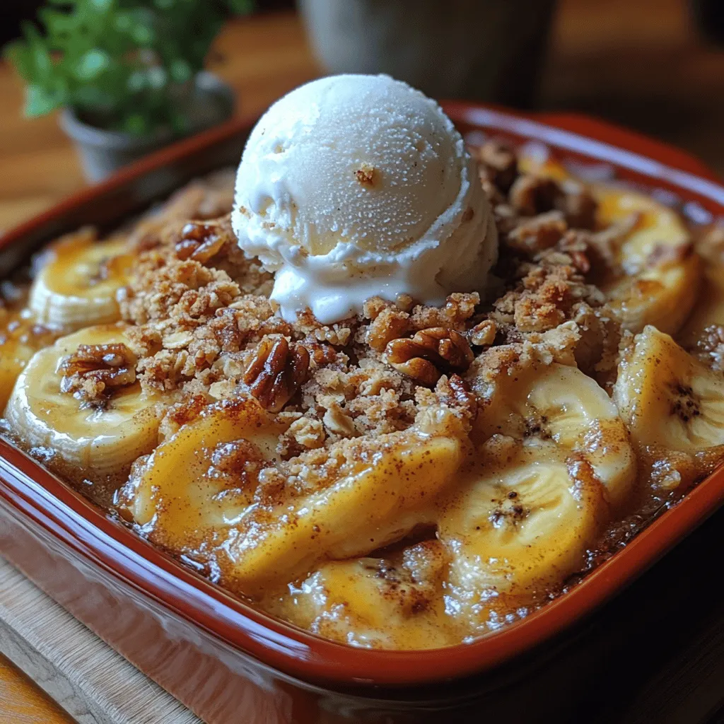 Banana Crumble Delight is a delightful dessert that brings warmth and comfort to any dining table. This simple yet indulgent recipe showcases the natural sweetness of ripe bananas, complemented by a buttery, crumbly topping that adds a satisfying texture and flavor. The beauty of this dish lies not only in its taste but also in its versatility; whether it's a family gathering, a casual weeknight dinner, or a special occasion, Banana Crumble Delight fits seamlessly into various contexts, making it a go-to recipe for many home bakers.