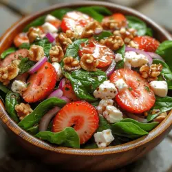 Fresh salads are a vibrant staple in a healthy diet, offering not just a burst of flavor but also a plethora of nutritional benefits. Among the myriad of salad options, the Fresh Strawberry Feta Spinach Salad stands out for its delightful combination of sweet, tangy, and savory elements. This salad is not only visually appealing, with its bright red strawberries and creamy feta against a backdrop of lush green spinach, but it also packs a nutritional punch that makes it a perfect choice for a light lunch or a refreshing side dish at dinner.