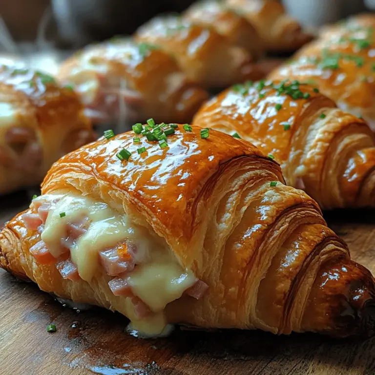 Baked ham and cheese croissants are a delightful treat that perfectly captures the essence of comfort food. With their flaky, buttery exterior and rich, savory filling, these croissants offer a satisfying bite that is both indulgent and simple to prepare. The combination of tender ham and creamy cheese enveloped in a golden, crispy pastry makes them an irresistible choice for breakfast, brunch, or a quick snack. Whether you’re hosting a gathering, preparing a family meal, or simply treating yourself, these croissants are sure to impress.