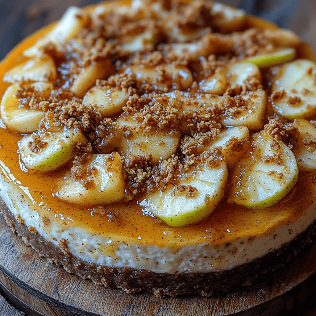 The crust is the foundation of any great cheesecake, and for the Apple Crisp Cheesecake, we utilize a graham cracker crust. This type of crust is beloved for its sweet, slightly nutty flavor and crunchy texture, which serves as the perfect contrast to the creamy filling. The graham cracker crust not only provides support for the cheesecake but also enhances the overall flavor profile with its buttery richness.