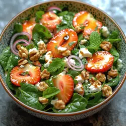 As the seasons change and fresh produce fills the markets, there’s nothing quite like a salad that bursts with flavor and color. Among the myriad of salad options, the Strawberry Spinach Delight Salad stands out as a vibrant, nutritious choice that appeals to both the eyes and the palate. This unique dish perfectly balances the freshness of leafy greens with the sweetness of strawberries and the crunch of nuts, making it a delightful addition to any meal—from light lunches to sumptuous dinners.