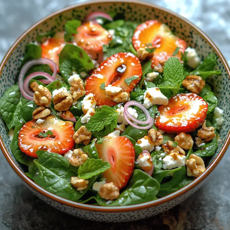 As the seasons change and fresh produce fills the markets, there’s nothing quite like a salad that bursts with flavor and color. Among the myriad of salad options, the Strawberry Spinach Delight Salad stands out as a vibrant, nutritious choice that appeals to both the eyes and the palate. This unique dish perfectly balances the freshness of leafy greens with the sweetness of strawberries and the crunch of nuts, making it a delightful addition to any meal—from light lunches to sumptuous dinners.