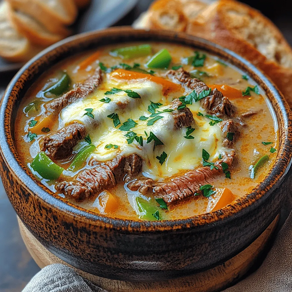 The Philly Cheesesteak Soup Delight is a culinary masterpiece that captures the essence of a classic sandwich and transforms it into a warm, comforting bowl of soup. Imagine the savory flavors of seasoned ribeye steak, caramelized onions, and melty provolone cheese, all enveloped in a rich, creamy broth. This soup not only pays homage to the iconic Philly cheesesteak but also offers a delightful twist that makes it perfect for any occasion, whether it’s a cozy family dinner or a gathering with friends.