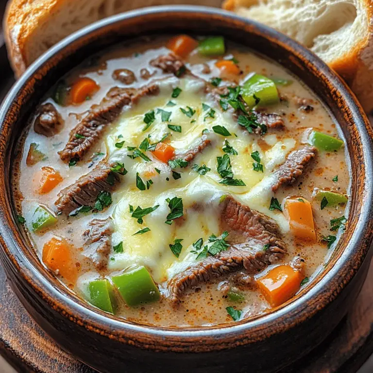 The Philly Cheesesteak Soup Delight is a culinary masterpiece that captures the essence of a classic sandwich and transforms it into a warm, comforting bowl of soup. Imagine the savory flavors of seasoned ribeye steak, caramelized onions, and melty provolone cheese, all enveloped in a rich, creamy broth. This soup not only pays homage to the iconic Philly cheesesteak but also offers a delightful twist that makes it perfect for any occasion, whether it’s a cozy family dinner or a gathering with friends.