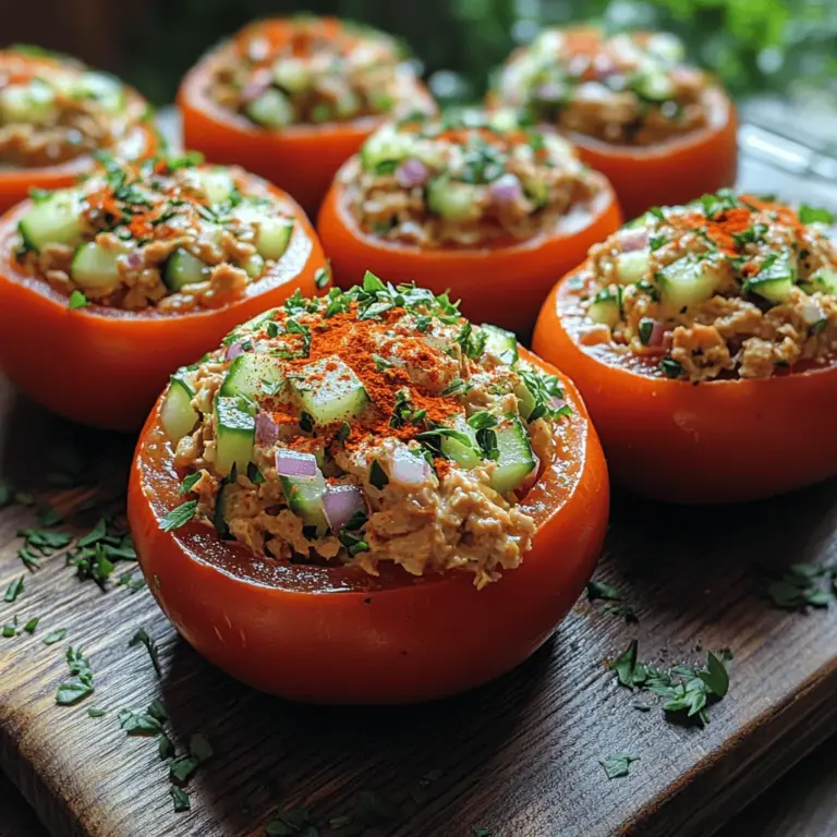 Tuna Stuffed Tomatoes Delight is a vibrant and refreshing dish that perfectly encapsulates the essence of summer dining. This delightful recipe combines the juicy sweetness of ripe tomatoes with the savory goodness of tuna, creating a harmonious blend of flavors and textures that is both satisfying and nutritious. Whether you're looking for a light lunch, a picnic treat, or an eye-catching appetizer for your next gathering, these stuffed tomatoes are sure to impress.