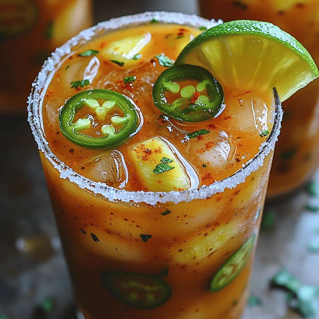 The Spicy Serrano Pineapple Margarita is a tantalizing twist on the classic margarita that brings together the vibrant flavors of sweet, spicy, and citrus notes. This cocktail is not just a drink; it’s an experience that captivates the senses and takes you on a tropical journey with every sip. Picture this: the sweetness of ripe pineapple, the kick of fresh serrano peppers, and the tang of zesty lime juice harmoniously blended with smooth silver tequila, all served over ice for a refreshing finish.