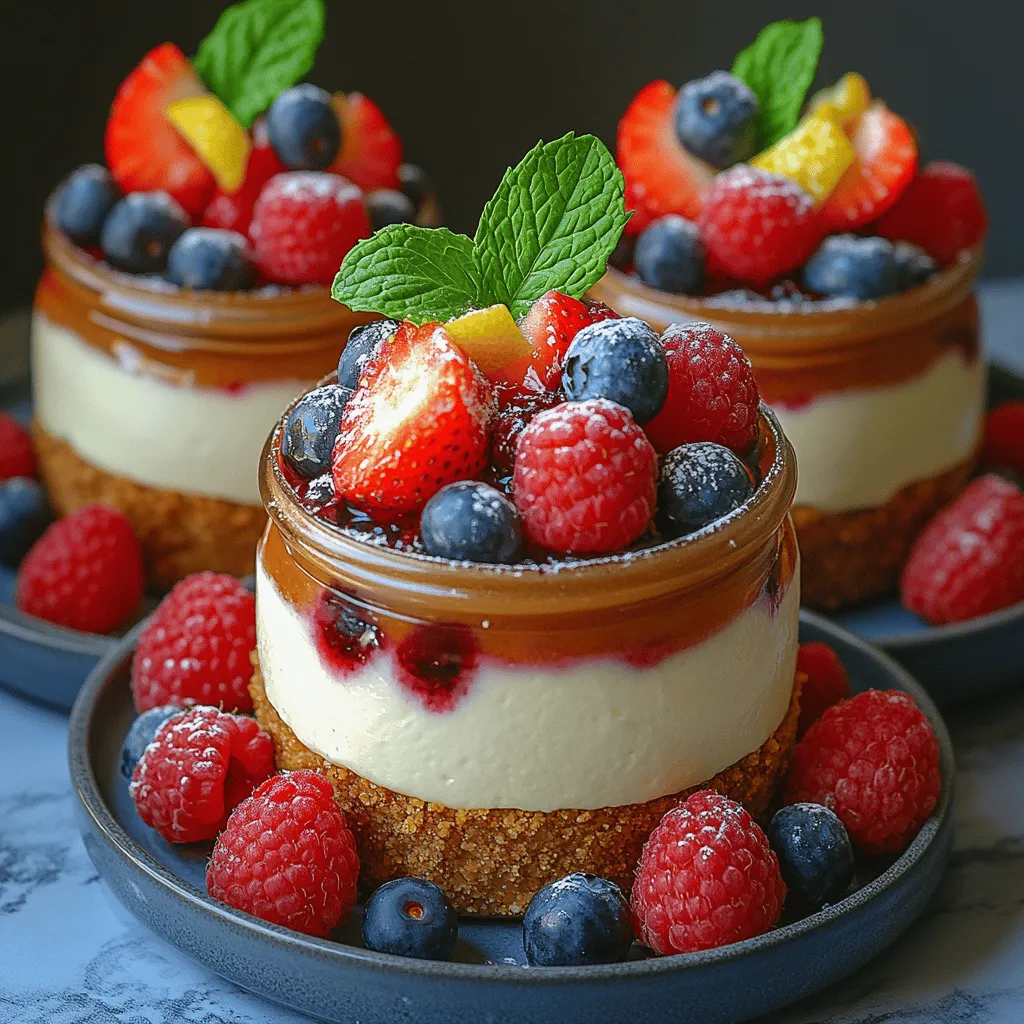 Welcome to the delightful realm of no-bake desserts, where simplicity meets elegance! Today, we are excited to introduce you to our Berry Bliss No-Bake Cheesecake Jars. This recipe is not just a feast for the taste buds—it's a visual delight that combines a luscious, creamy cheesecake filling, a crunchy graham cracker crust, and a refreshing berry topping. Perfect for any occasion, these cheesecake jars provide the ideal balance of flavors and textures, making them a go-to dessert for everything from summer gatherings to festive celebrations, or even just a personal treat when the sweet tooth strikes.