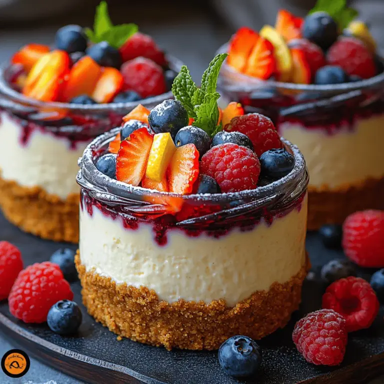 Welcome to the delightful realm of no-bake desserts, where simplicity meets elegance! Today, we are excited to introduce you to our Berry Bliss No-Bake Cheesecake Jars. This recipe is not just a feast for the taste buds—it's a visual delight that combines a luscious, creamy cheesecake filling, a crunchy graham cracker crust, and a refreshing berry topping. Perfect for any occasion, these cheesecake jars provide the ideal balance of flavors and textures, making them a go-to dessert for everything from summer gatherings to festive celebrations, or even just a personal treat when the sweet tooth strikes.