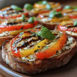 Sunkissed Roasted Pepper Feta Toast is a vibrant and healthy dish that captures the essence of Mediterranean cuisine. This delightful recipe combines the natural sweetness of roasted bell peppers with the creamy, tangy notes of feta cheese, all atop a crisp slice of bread. Not only is this dish visually appealing with its bright colors, but it also provides a plethora of flavors that can elevate any meal, whether served as an appetizer, a quick snack, or a light lunch.