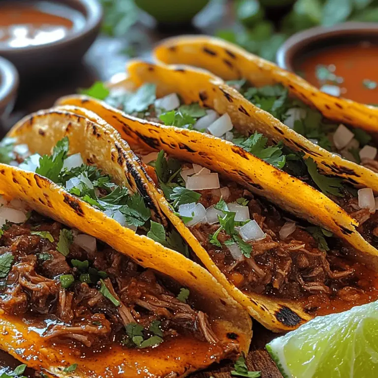 Birria, a traditional Mexican dish, has surged in popularity across the globe, captivating food enthusiasts with its rich flavors and comforting textures. Originating from the western state of Jalisco, Birria is not merely a meal; it’s an experience—one that brings people together over shared stories, laughter, and, of course, delicious food. The star of this culinary delight, Savory Birria de Res Tacos, is a feast for the senses. Imagine tender beef, marinated in an array of aromatic spices, served in warm tortillas and topped with fresh ingredients. The experience is elevated by the accompanying broth, perfect for dipping, making these tacos an ideal choice for any gathering, celebration, or a cozy night in at home.