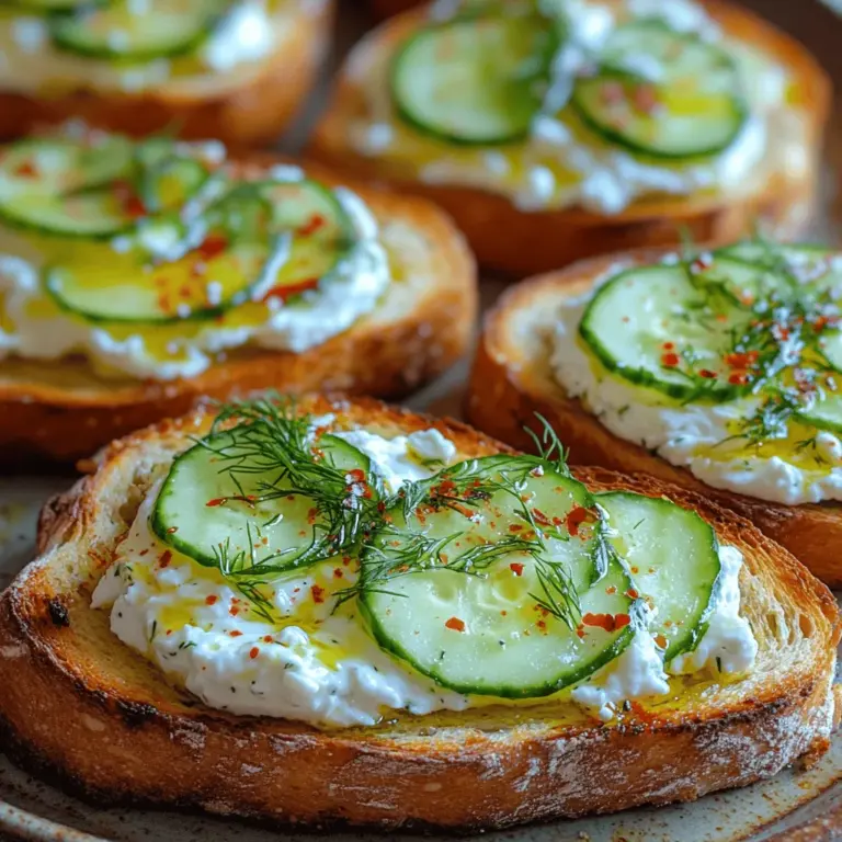 Whipped Feta Cucumber Toast is a culinary creation that has gained immense popularity in recent years, capturing the hearts and taste buds of food enthusiasts around the world. This dish is a delightful blend of flavors and textures, marrying the creamy, tangy notes of whipped feta with the crisp, refreshing crunch of fresh cucumbers, all elegantly layered atop rustic bread. Not only does this dish serve as a perfect appetizer or snack, but it also brings a touch of sophistication to any gathering, making it ideal for brunches, parties, or casual get-togethers.