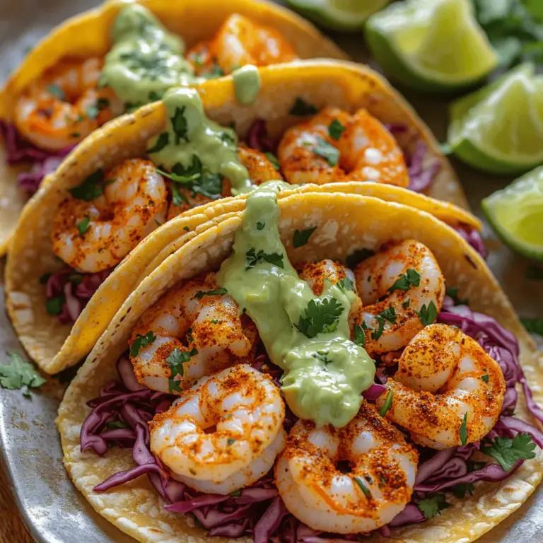 Shrimp tacos have surged in popularity over the past decade, capturing the hearts and taste buds of food enthusiasts across the globe. Their unique combination of fresh seafood and vibrant toppings makes them a delightful choice for any meal, whether it's a casual weeknight dinner or a festive gathering. In this recipe, we take shrimp tacos to the next level with the addition of a luscious Avocado Crema, offering a zesty twist that elevates the dish with rich flavors and creamy textures.