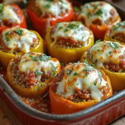 If you're in search of a dish that embodies the heart and soul of Italian cuisine, look no further than Sizzlin' Italian Sausage Stuffed Peppers. This dish not only brings a vibrant splash of color to your dinner table but also tantalizes your taste buds with a symphony of flavors and textures. Each pepper is a delightful vessel, bursting with a savory filling that combines the rich, aromatic essence of Italian sausage with wholesome grains, fresh vegetables, and a tangy marinara sauce.