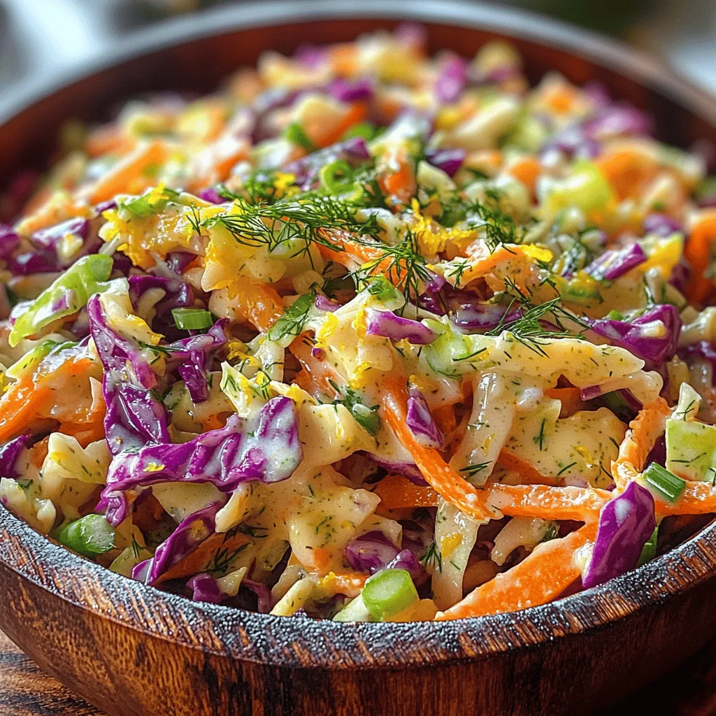 The charm of Zesty Lemon Dill Coleslaw lies not only in its vibrant flavors but also in the freshness of its ingredients. Each component plays a unique role in creating a dish that is both visually appealing and packed with nutrients. Let’s take a closer look at each ingredient that makes this coleslaw a standout.