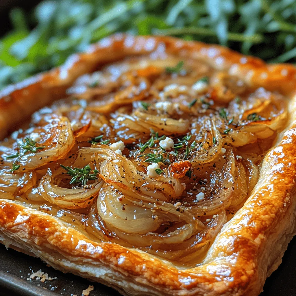 Discover the delightful fusion of flavors in our Savory Caramelized Onion & Goat Cheese Tart. This dish perfectly marries the rich, sweet notes of caramelized onions with the tangy creaminess of goat cheese, all enveloped in a flaky puff pastry. Each bite offers a harmonious blend of textures and tastes, making it a standout choice for various occasions. Whether served as a light lunch, a savory brunch option, or an appetizer for gatherings, this tart is not only delicious but also visually appealing, presenting beautifully with its golden crust and rich filling.