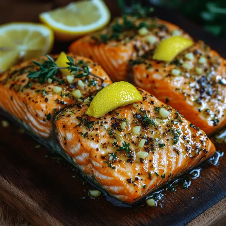 If you're searching for a dish that combines simplicity, health benefits, and a burst of flavor, look no further than Zesty Lemon Garlic Roasted Salmon. This delightful dish showcases the natural richness of salmon, enhanced by the bright notes of lemon, the pungent kick of garlic, and the aromatic touch of fresh herbs. Whether you're preparing a weeknight dinner for your family or impressing guests at a dinner party, this recipe is a versatile gem that never disappoints.