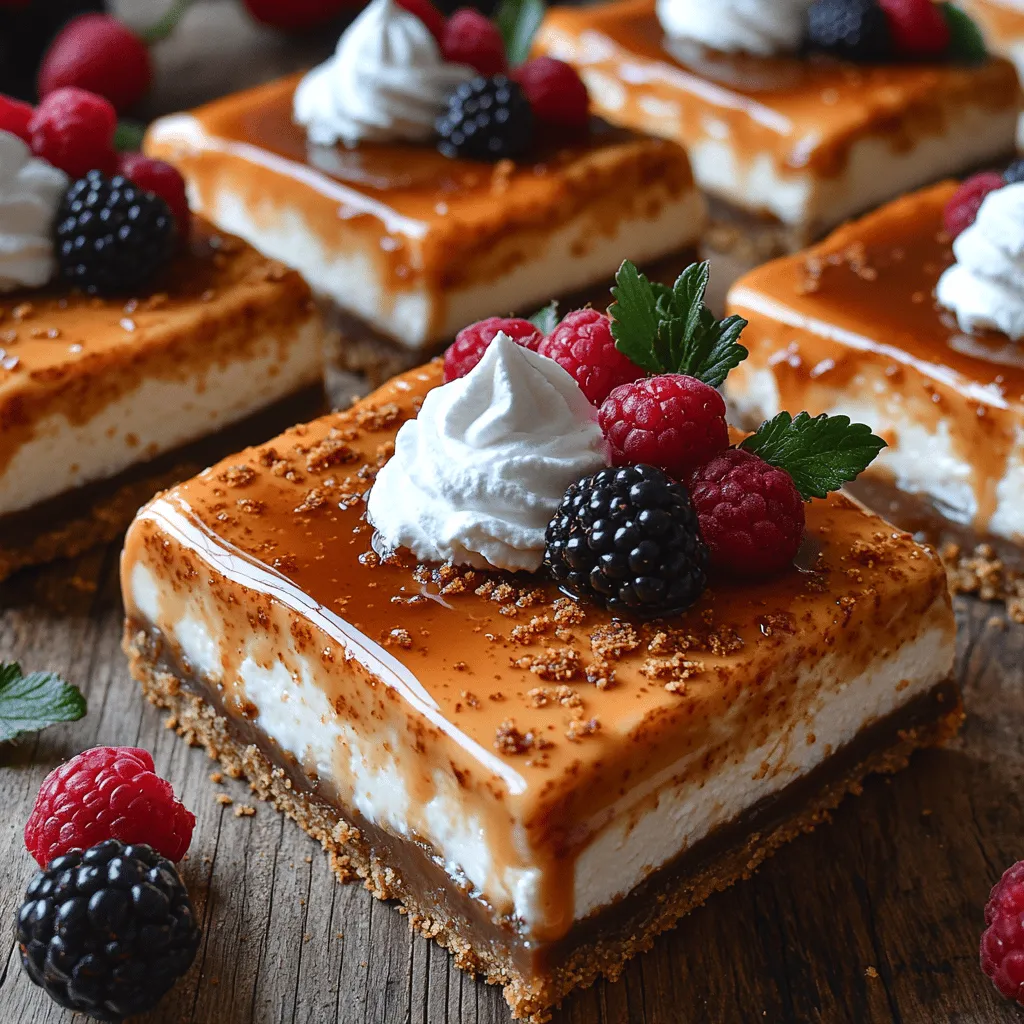 Dulce de leche cheesecake bars are a decadent twist on a classic dessert that seamlessly combines the rich, caramel-like flavor of dulce de leche with the creamy, tangy goodness of cheesecake. This delightful dessert hails from Latin American origins, where dulce de leche, which translates to 