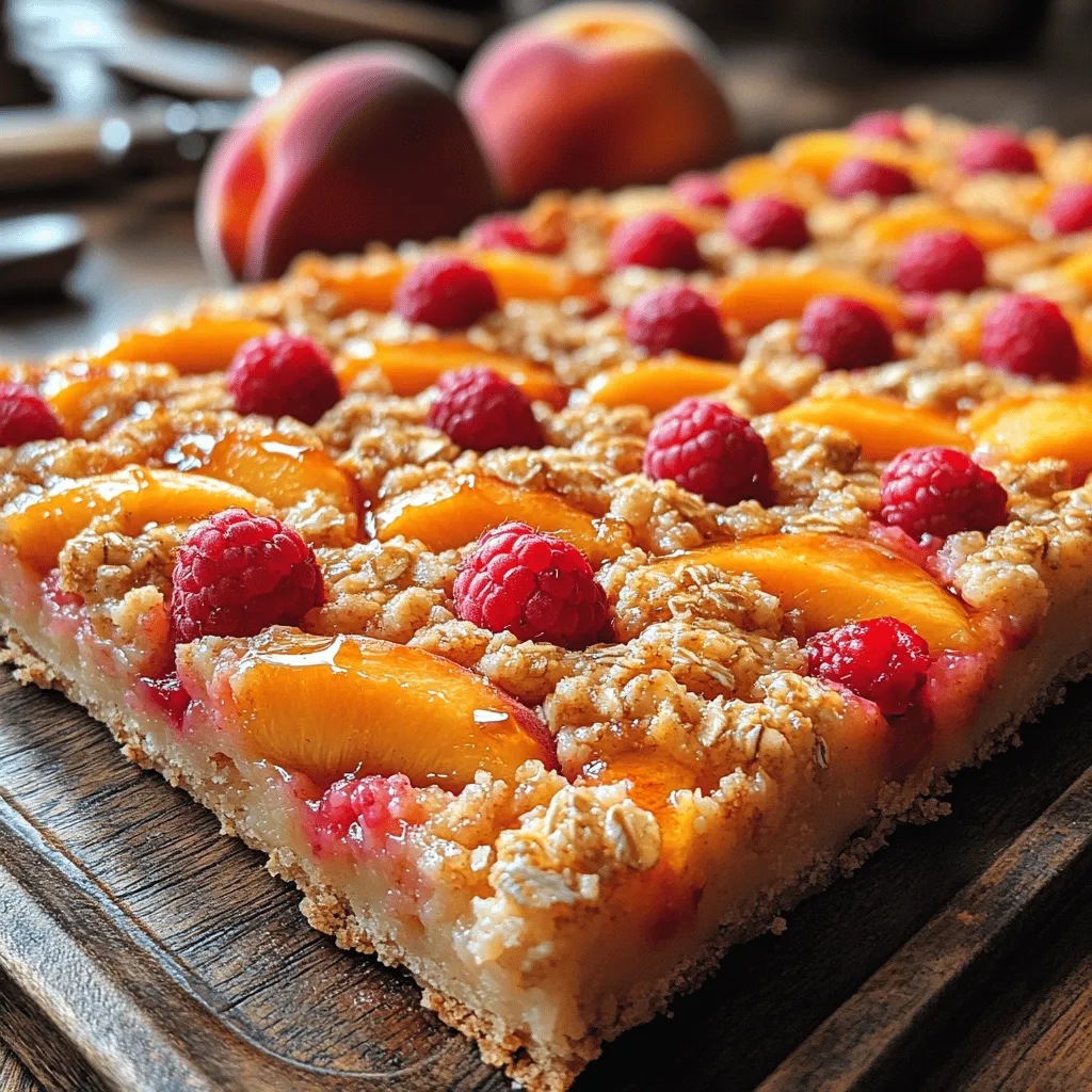 Welcome to the enticing world of Peach Raspberry Oat Squares, a delectable treat that artfully blends the succulent sweetness of fresh peaches with the tangy burst of ripe raspberries. Whether enjoyed as a wholesome breakfast, mid-afternoon snack, or a delightful dessert, these oat squares are the perfect answer to your cravings while also offering a nutritious option that doesn’t compromise on flavor. In a time when health-conscious choices are at the forefront of culinary discussions, these Peach Raspberry Oat Squares stand out as a deliciously healthy indulgence that the whole family will adore.