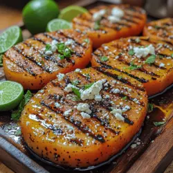 Grilled watermelon steaks are a fantastic addition to any summer barbecue, providing a delightful contrast to traditional grilled fare. The natural sweetness of watermelon is enhanced by the grilling process, resulting in a smoky flavor that perfectly complements its juicy texture. This makes it an excellent side dish or even a standalone entree for vegetarians and health-conscious diners alike.