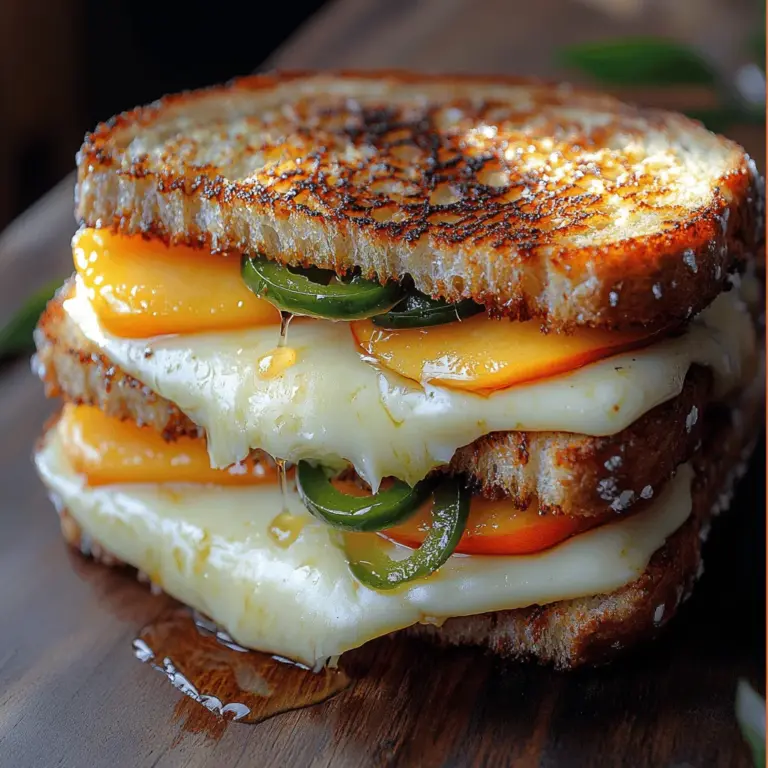 Understanding the art of crafting a grilled cheese sandwich is a culinary adventure that transcends basic cooking skills. While the classic grilled cheese has its undeniable charm, there’s a world of flavors waiting to be explored beyond the conventional. Enter the Spicy Sweet Jalapeño Peach Grilled Cheese, a sandwich that combines the sweetness of ripe peaches with the fiery kick of fresh jalapeños, all enveloped in gooey, melty cheese. This dish not only satisfies your cravings but also creates an unforgettable taste experience that dances on the palate.