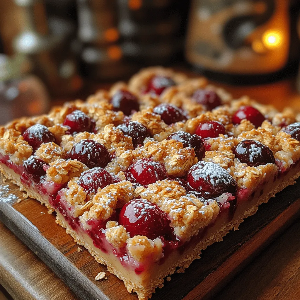 The foundation of any great crumble bar lies in its base and crumble topping. The base is typically made with a blend of all-purpose flour, rolled oats, and sugars, lending a rich yet light texture that holds the cherry filling beautifully. This combination creates a sturdy structure that can support the juicy cherries while offering a satisfying crunch from the crumble topping.