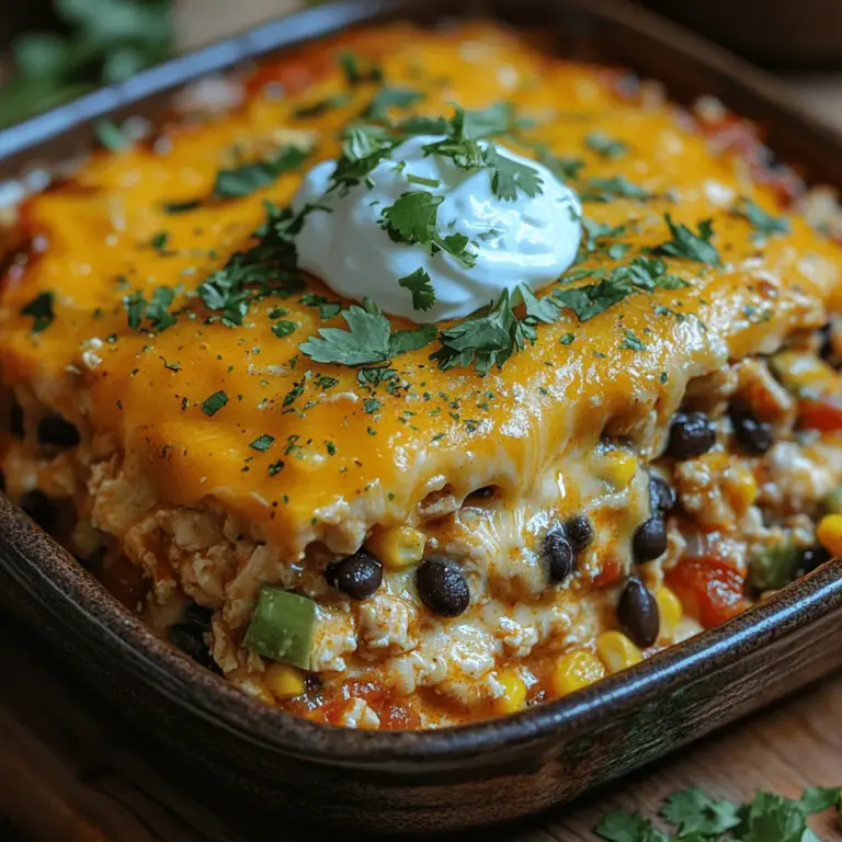Welcome to the vibrant and mouthwatering world of the Flavorful Fiesta Chicken Taco Casserole! This delightful dish is a perfect blend of taste and convenience, making it the ultimate choice for family weeknight dinners or lively gatherings with friends. Imagine a warm, cheesy casserole brimming with layers of spiced ground chicken, wholesome beans, and zesty tomatoes, all coming together to create a fiesta of flavors in your kitchen. This casserole not only satisfies your cravings but also nourishes your body, making it a favorite among both kids and adults alike.