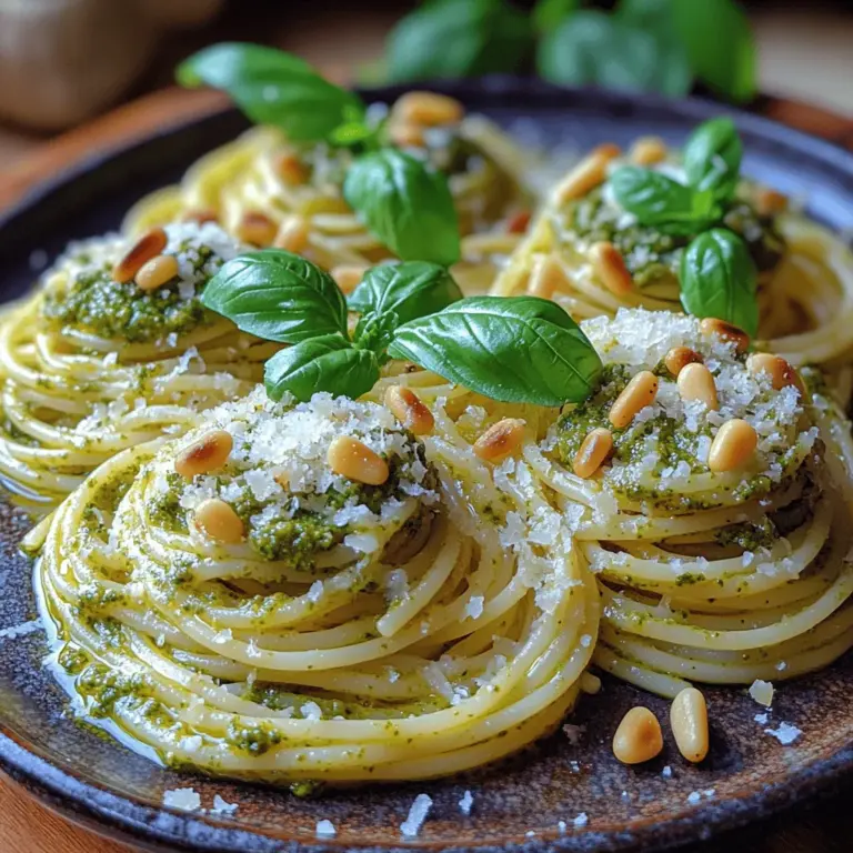 Spaghetti al Pesto Verde is a culinary masterpiece that embodies the spirit of Italian cuisine. Originating from the picturesque region of Liguria, this dish is a celebration of fresh, vibrant flavors and simple yet sophisticated cooking techniques. At its heart lies pesto, a sauce that has captured the hearts of food lovers worldwide. Its combination of fresh basil, garlic, pine nuts, Parmesan cheese, and extra-virgin olive oil creates a harmonious blend that elevates the humble spaghetti into a dish worthy of any dining table.
