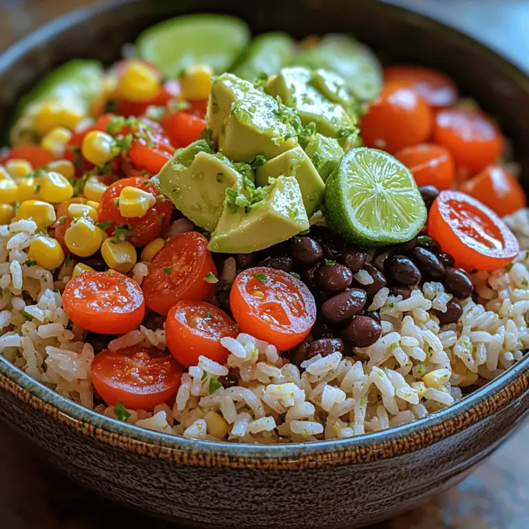The Zesty Cilantro Lime Rice & Veggie Bowl is a celebration of fresh, vibrant flavors that come together in a delightful dish brimming with color and nutrition. As we navigate an increasingly health-conscious world, this recipe answers the call for plant-based meals that are not only wholesome but also packed with taste. Featuring zesty lime, aromatic cilantro, and a medley of fresh vegetables, this dish perfectly balances the tanginess of lime with the earthy notes of vegetables, creating a harmonious blend that tantalizes the taste buds.