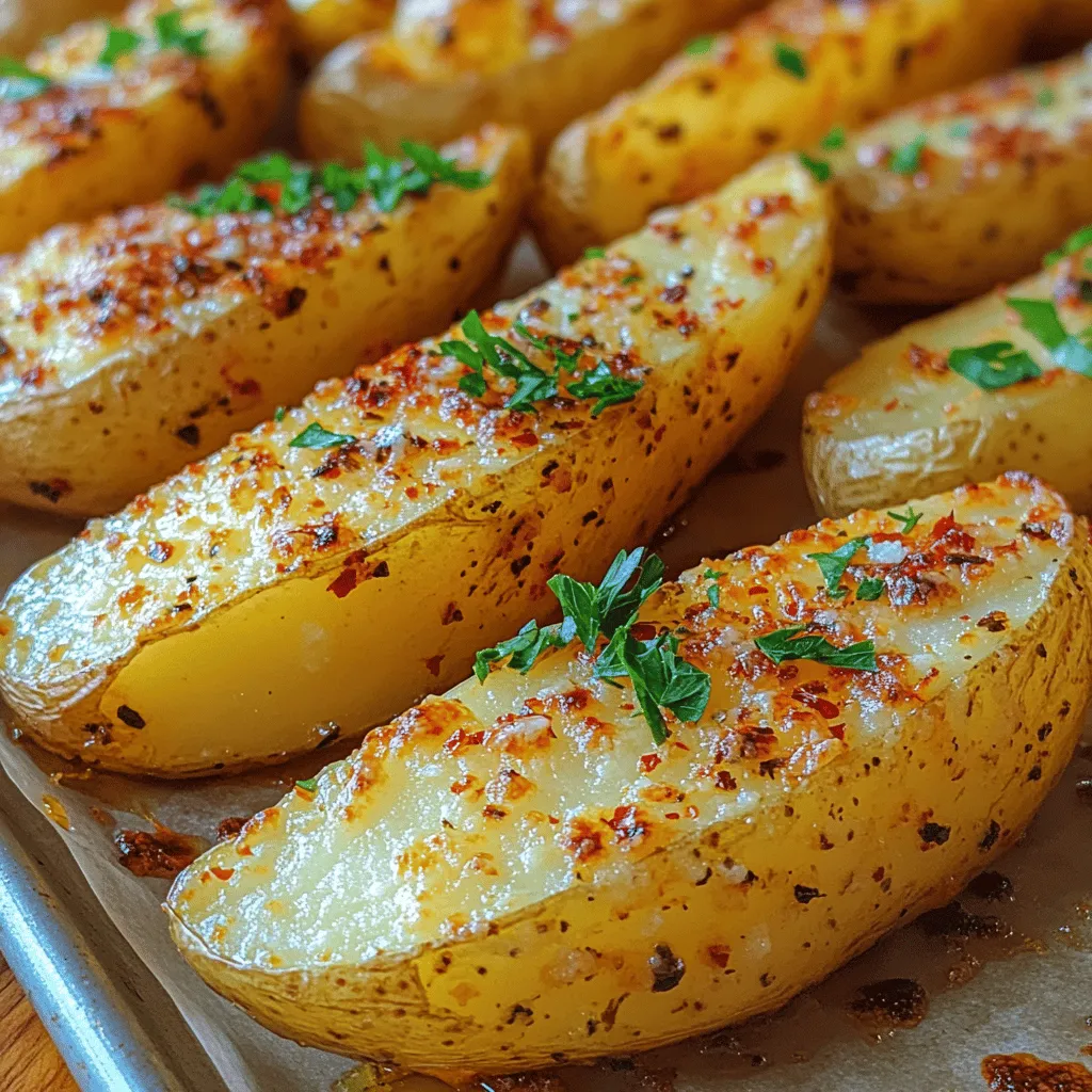 Welcome to the delicious realm of Garlic Parmesan Potato Wedges, a side dish that transforms any meal into a memorable feast. These crispy, golden wedges are not just your average potato side; they are a delightful fusion of flavors that delight the palate and elevate everyday dining. Imagine biting into a perfectly baked wedge, its exterior crisp and seasoned to perfection, while the interior remains fluffy and tender. The aromatic allure of garlic combined with the savory richness of Parmesan cheese creates an irresistible taste sensation that is sure to become a household favorite.