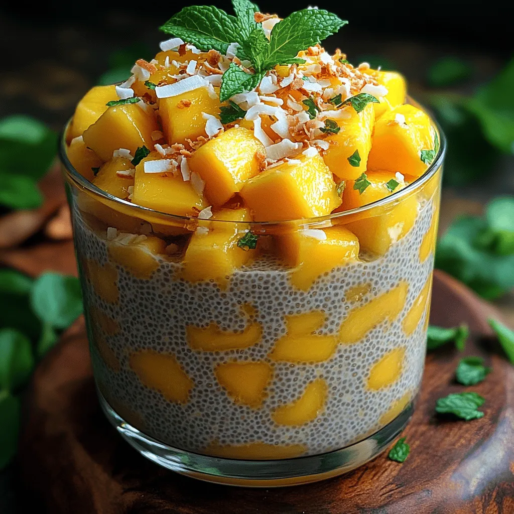 The Silky Coconut Mango Chia Parfait is a vibrant and refreshing dish that brings the tropics right to your kitchen. Inspired by the lush flavors of Southeast Asia, this parfait combines the creamy richness of coconut with the bright sweetness of ripe mangoes and the health benefits of chia seeds. It's not just a dish; it's a celebration of wholesome ingredients that cater to health enthusiasts, foodies, and anyone looking for a delicious treat.