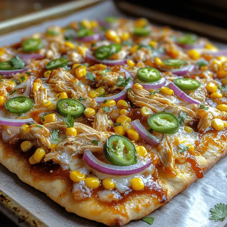 Crispy BBQ chicken flatbread is a culinary delight that effortlessly combines convenience, flavor, and versatility, making it an ideal choice for any occasion. Whether you're preparing a quick meal for your family on a busy weeknight or impressing friends at a casual gathering, this dish ticks all the boxes. The heart of this recipe lies in its crisp flatbread base, which serves as a canvas for a tantalizing combination of smoky BBQ chicken, colorful fresh vegetables, and gooey cheese. The balance of textures and flavors creates an inviting dish that will leave everyone coming back for more.