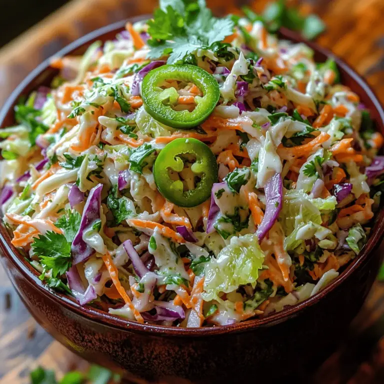 Coleslaw is a quintessential side dish that has graced dinner tables and barbecues for generations. Originating from the Latin word "caulis," meaning cabbage, coleslaw has evolved over the years, incorporating various ingredients and flavors that reflect regional tastes. The Zesty Cilantro Lime Coleslaw stands out as a vibrant twist on the traditional recipe, infusing fresh herbs and zesty citrus to create a refreshing accompaniment to a wide array of meals. This dish is not only a feast for the eyes with its colorful presentation but also a delightful explosion of flavor that can elevate any culinary experience.