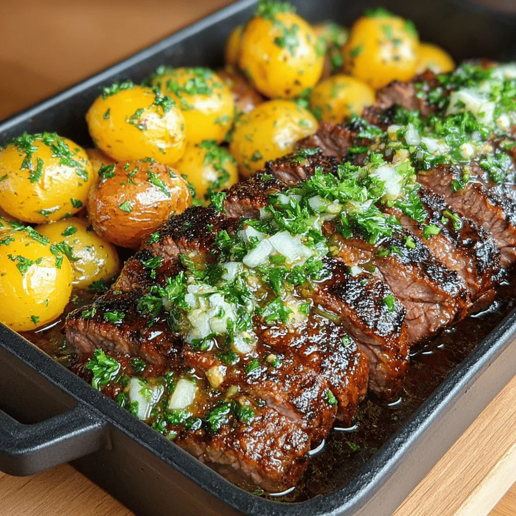 If you’re looking for a meal that combines convenience, flavor, and hearty satisfaction, look no further than the Garlic Butter Steak & Potato Sheet Pan recipe. This dish epitomizes what a weeknight dinner should be: simple to prepare, easy to clean up, and absolutely delicious. With tender flank steak paired with perfectly roasted baby potatoes, all enveloped in a rich garlic butter sauce, this recipe is sure to become a staple in your household.