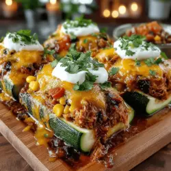 Sticky BBQ Chicken Zucchini Boats Recipe