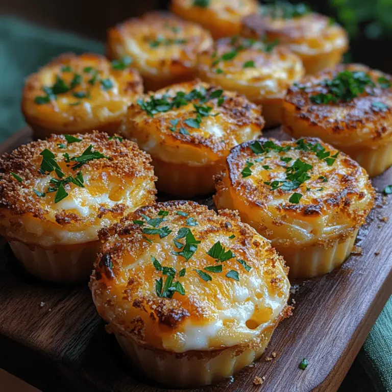 Cheesy Delight Bites are a delightful twist on the beloved classic mac and cheese, transforming this quintessential comfort food into irresistible, bite-sized morsels that are perfect for any occasion. With their rich, gooey textures and savory flavors, these cheesy bites appeal to the taste buds of children and adults alike. Whether you’re preparing for a family gathering, hosting a party, or simply looking for a casual snack, Cheesy Delight Bites offer a unique and satisfying option that is sure to impress. Their versatility allows them to shine as appetizers at a gathering or as a comforting snack enjoyed in the comfort of your home.