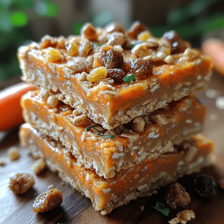 In our fast-paced lives, finding healthy snacks that satisfy cravings without compromising nutrition can be a challenge. Enter the Crunchy Carrot Oat Bliss Bars—an innovative, wholesome treat that combines the natural sweetness of carrots with the heartiness of oats. These bars are not only delicious but also packed with nutrients, making them an ideal choice for anyone looking to indulge guilt-free. Whether you need a quick breakfast on the go, a midday pick-me-up, or a post-workout boost, these bliss bars deliver on taste and health.