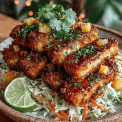 Coconut Crusted Tofu with Pineapple Slaw