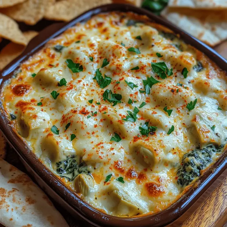 Creamy Spinach & Artichoke Delight is more than just a dish; it’s a beloved comfort food that has found a permanent spot at gatherings, parties, and family dinners across the globe. This dish hails from the classic American appetizer scene but has roots in Mediterranean cuisine, where artichokes and spinach have been celebrated for their rich flavors and nutritional benefits. The combination of creamy textures, savory artichokes, and the earthy taste of spinach creates a delightful experience that appeals to a wide range of palates.