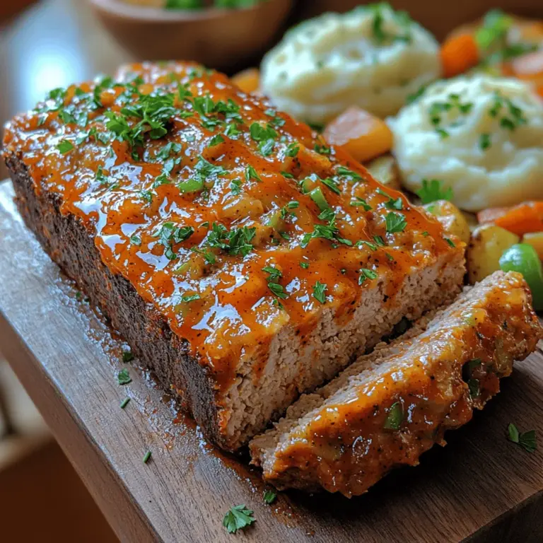 The Spicy Buffalo Turkey Meatloaf is more than just another recipe; it’s an invitation to enjoy a beloved comfort food while being mindful of nutrition. Ground turkey serves as a leaner alternative to beef, making it an excellent choice for those looking to reduce fat intake without sacrificing flavor. The addition of spicy buffalo sauce not only enhances the taste but also adds an exciting layer of complexity that standard meatloafs often lack. This dish captures the essence of comfort food while catering to contemporary dietary needs, making it suitable for both weeknight dinners and special occasions.