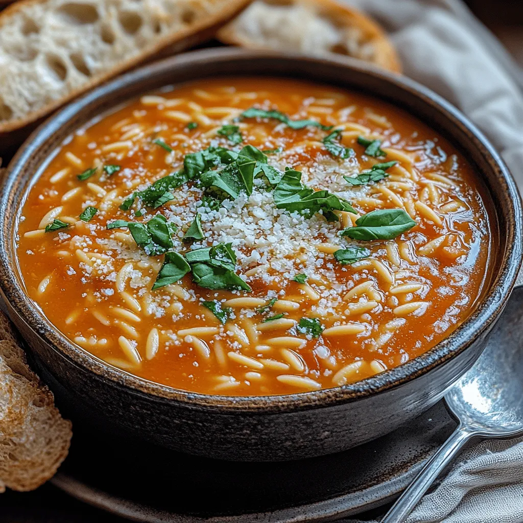 To create a delicious bowl of Creamy Tomato Orzo Soup, it’s crucial to understand the role of each ingredient in the recipe. Here’s a detailed look at what you’ll need: