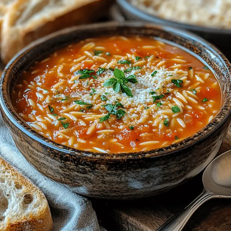 To create a delicious bowl of Creamy Tomato Orzo Soup, it’s crucial to understand the role of each ingredient in the recipe. Here’s a detailed look at what you’ll need: