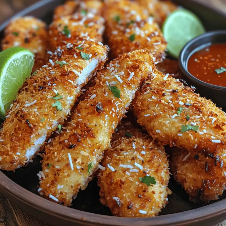 Crispy chicken strips have long been a beloved dish, appealing to both kids and adults alike with their crunchy exterior and juicy interior. This classic comfort food is often a go-to for quick weeknight dinners, casual gatherings, and parties. However, while traditional chicken strips are undeniably delicious, there’s always room for a little culinary creativity. Enter the crispy coconut chicken strips—a delightful twist that adds an exotic touch to this classic favorite. Coating the chicken with a mixture of coconut flakes and breadcrumbs not only enhances the flavor but also creates an irresistible crunch that elevates the entire dish.