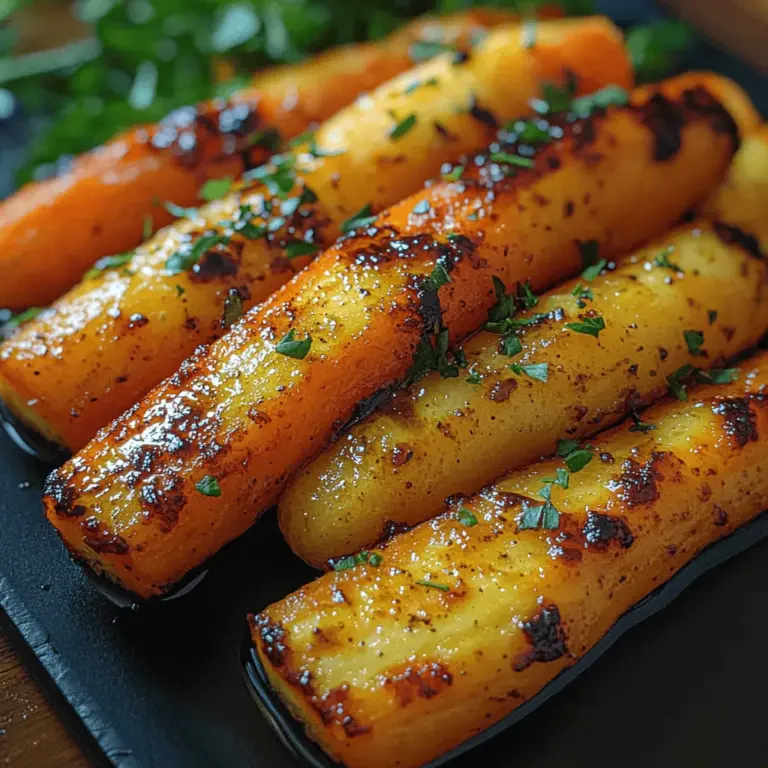Introducing Golden Honey Balsamic Carrots, a vibrant and nutritious side dish that brings a burst of color and flavor to any meal. These carrots are not only visually appealing but also incredibly versatile, making them an ideal accompaniment to a wide range of main courses, from roasted chicken and grilled fish to hearty vegetarian options. The combination of sweet honey and tangy balsamic vinegar creates a harmonious balance that elevates the natural sweetness of the carrots, captivating the taste buds of both children and adults alike.