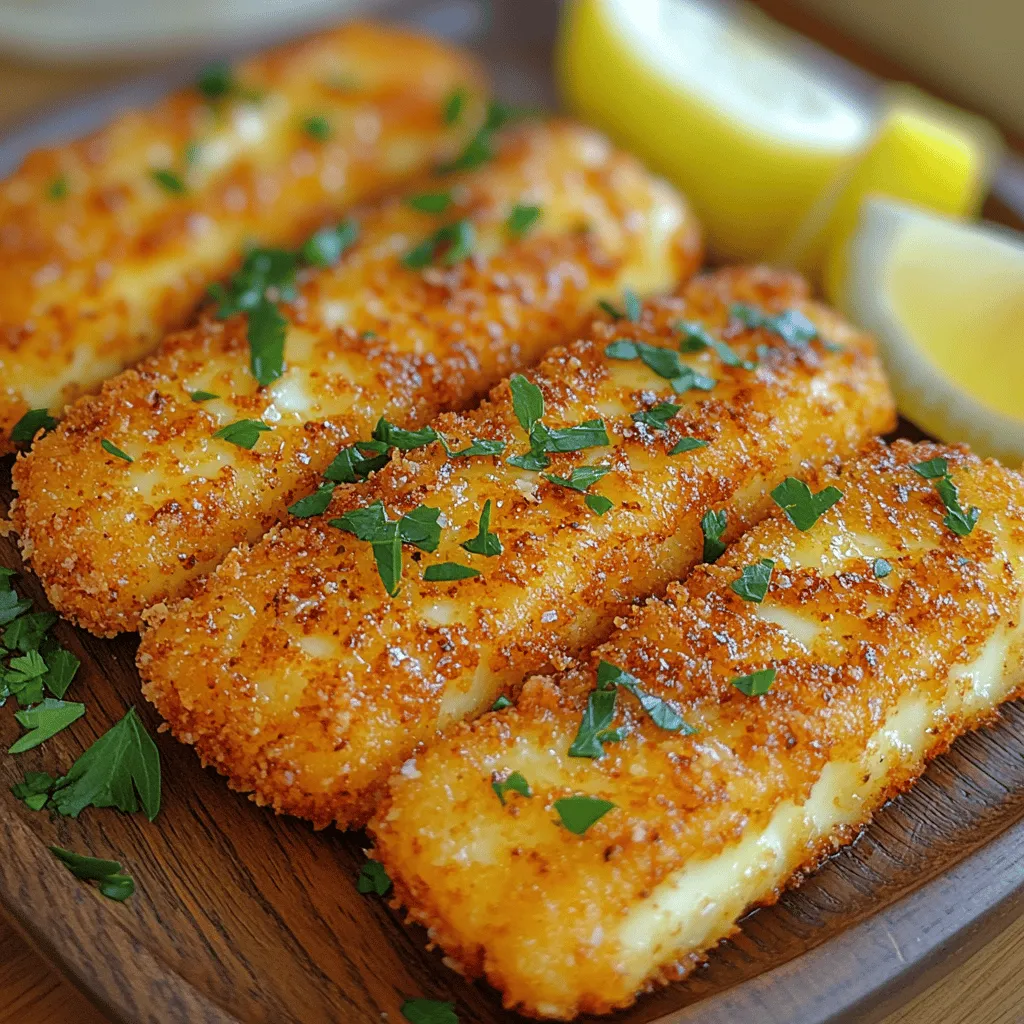To achieve the perfect crispy breaded halloumi fingers, the first step is to prepare the halloumi cheese properly. Start by cutting the halloumi into even slices, about 1/2 inch thick. This thickness is ideal; it allows for a satisfying cheese texture without becoming overly chewy. Use a sharp knife to ensure clean cuts, which will help the cheese retain its shape during cooking.