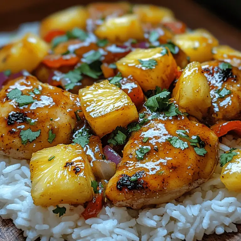 Sweet and Spicy Pineapple Chicken is a vibrant dish that perfectly embodies the fusion of tropical flavors and savory goodness. This enticing recipe combines the juiciness of fresh pineapple with tender chicken, resulting in a meal that tantalizes the taste buds and satisfies the senses. The balance of sweetness from the pineapple and the heat from the spices creates a harmonious blend that appeals to both adults and children alike. Whether you're looking for a quick weeknight dinner, a dish to impress guests at a family gathering, or a flavorful option for meal prep, this recipe fits the bill.