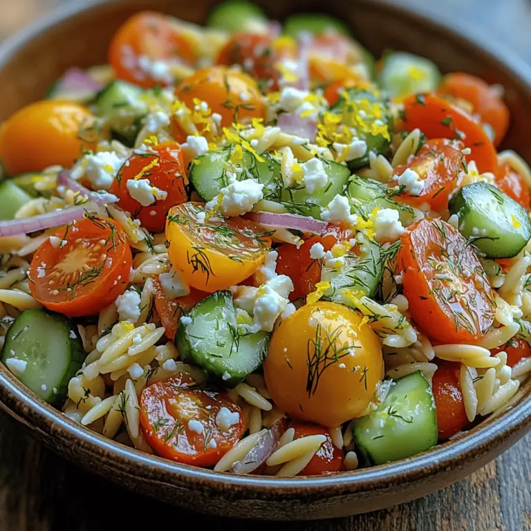 Are you looking for a dish that perfectly balances refreshing flavors and vibrant colors? Look no further than the Zesty Lemon Dill Orzo Salad. This salad is a delightful combination of fresh vegetables, zesty lemon juice, and aromatic dill, creating a culinary experience that is both invigorating and satisfying. Ideal for summer picnics, light lunches, or as a side dish for dinner, this recipe is easy to prepare and can be customized to suit your taste preferences.