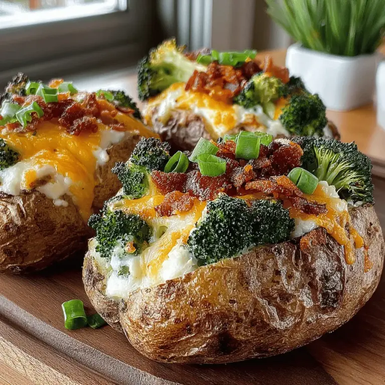 Cheesy Broccoli Bliss Potatoes are a mouthwatering dish that seamlessly combines comfort food with a touch of gourmet flair. This delectable recipe showcases the perfect harmony of flavors, featuring fluffy potatoes stuffed with a creamy blend of sharp cheddar cheese, fresh broccoli, and a medley of seasonings. Whether you're hosting a family gathering, preparing a cozy dinner for two, or looking for a satisfying side dish, these potatoes are the ideal choice.